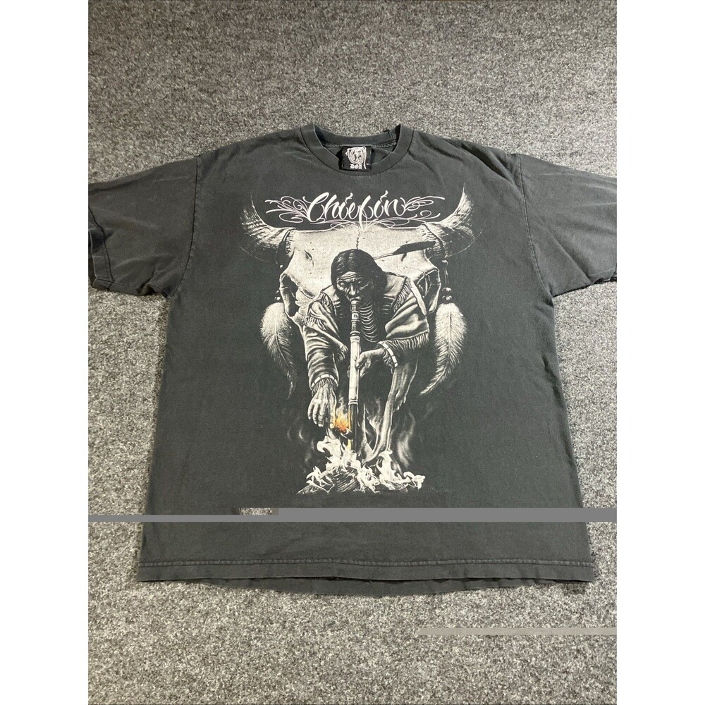 DGA David Gonzales Art Chiefin T Shirt Mens XL Black Native American Indian Tee